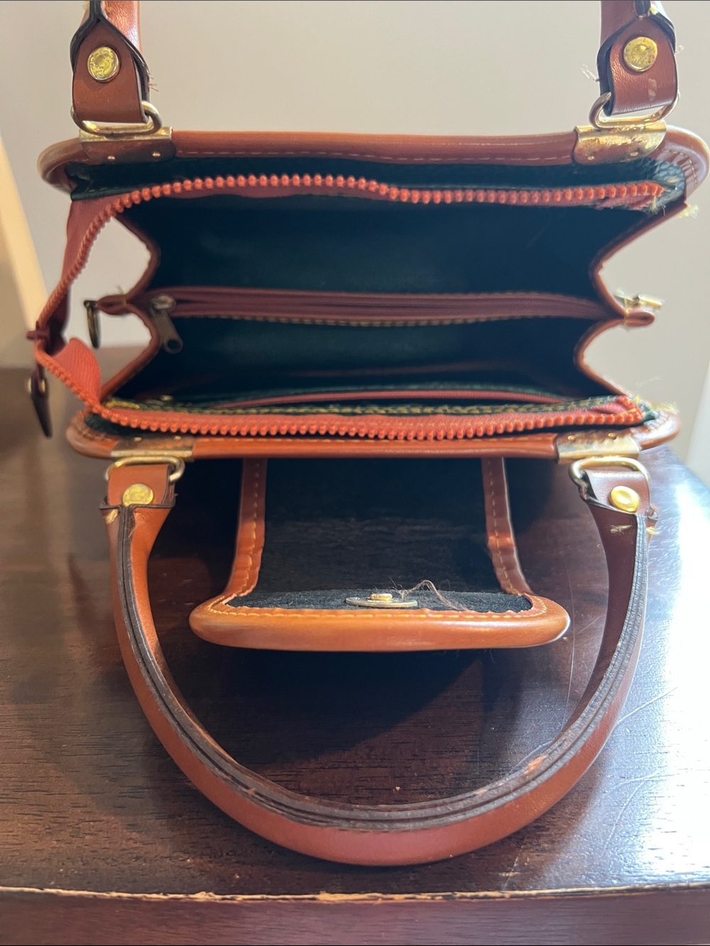 Vintage Dooney & Bourke Tipped Colorblock Top Handle All Weather Leather Satchel - Picture 7 of 7